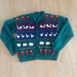 vintage charter club kids farm sweater cardigan Medium